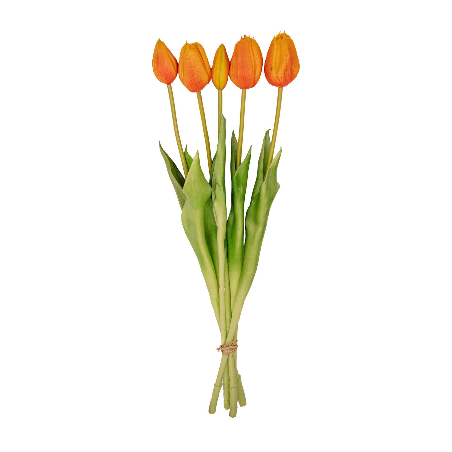 Vase Jessie Bow + 10X Real Touch Tulips Orange