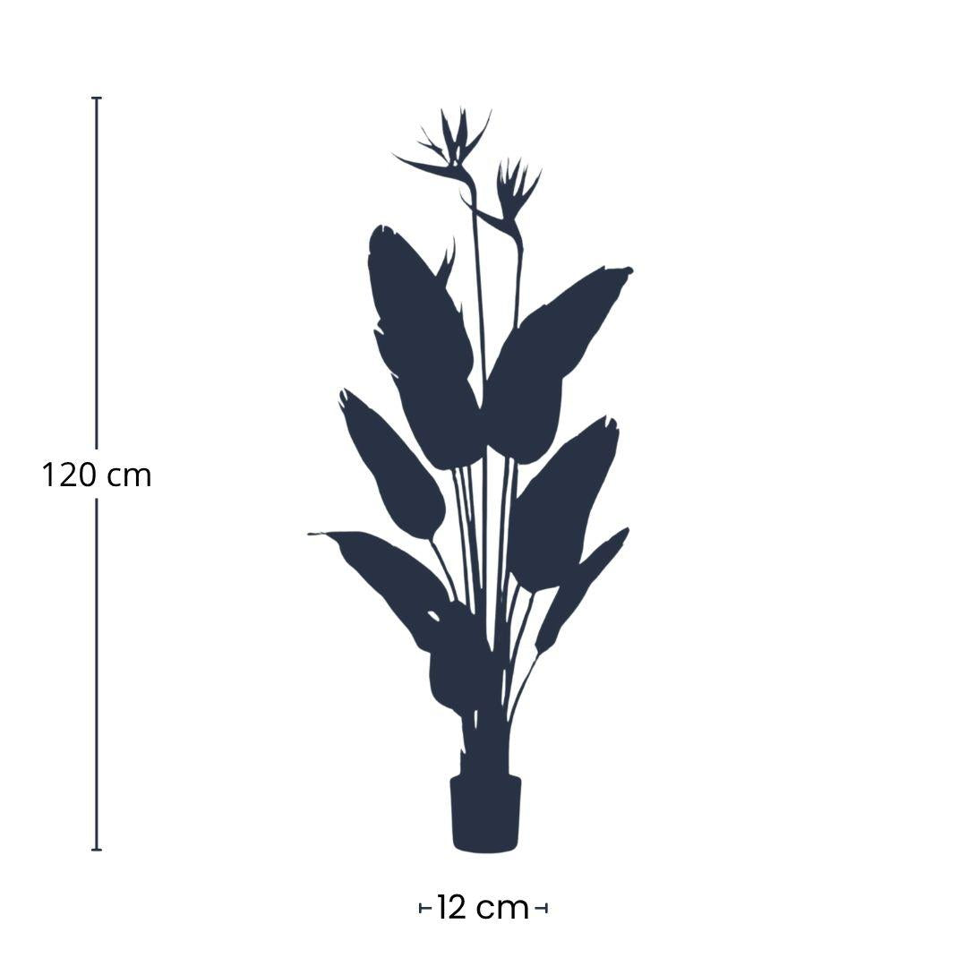 Strelitzia met bloemen - 120cm - In zwarte pot - Kunstplant - Botanic-Vibes