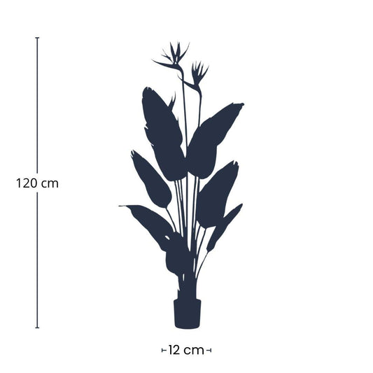 Strelitzia met bloemen - 120cm - In zwarte pot - Kunstplant - Botanic-Vibes
