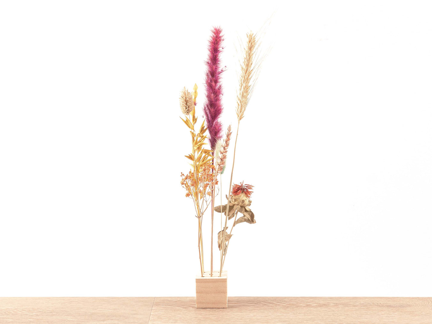 Flowerhero® - S - Wooden Dried Flower Stand + Dried Floral Arrangement