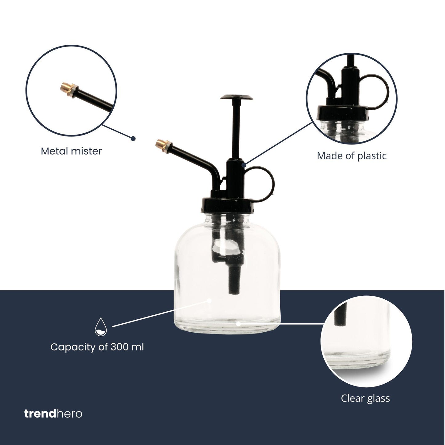 Plantenspuit - Glas helder met zwart - 300 ml - Botanic-Vibes