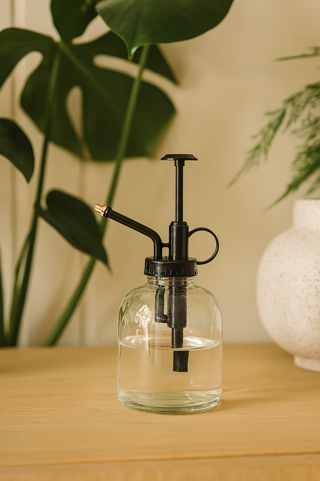 Plantenspuit - Glas helder met zwart - 300 ml - Botanic-Vibes