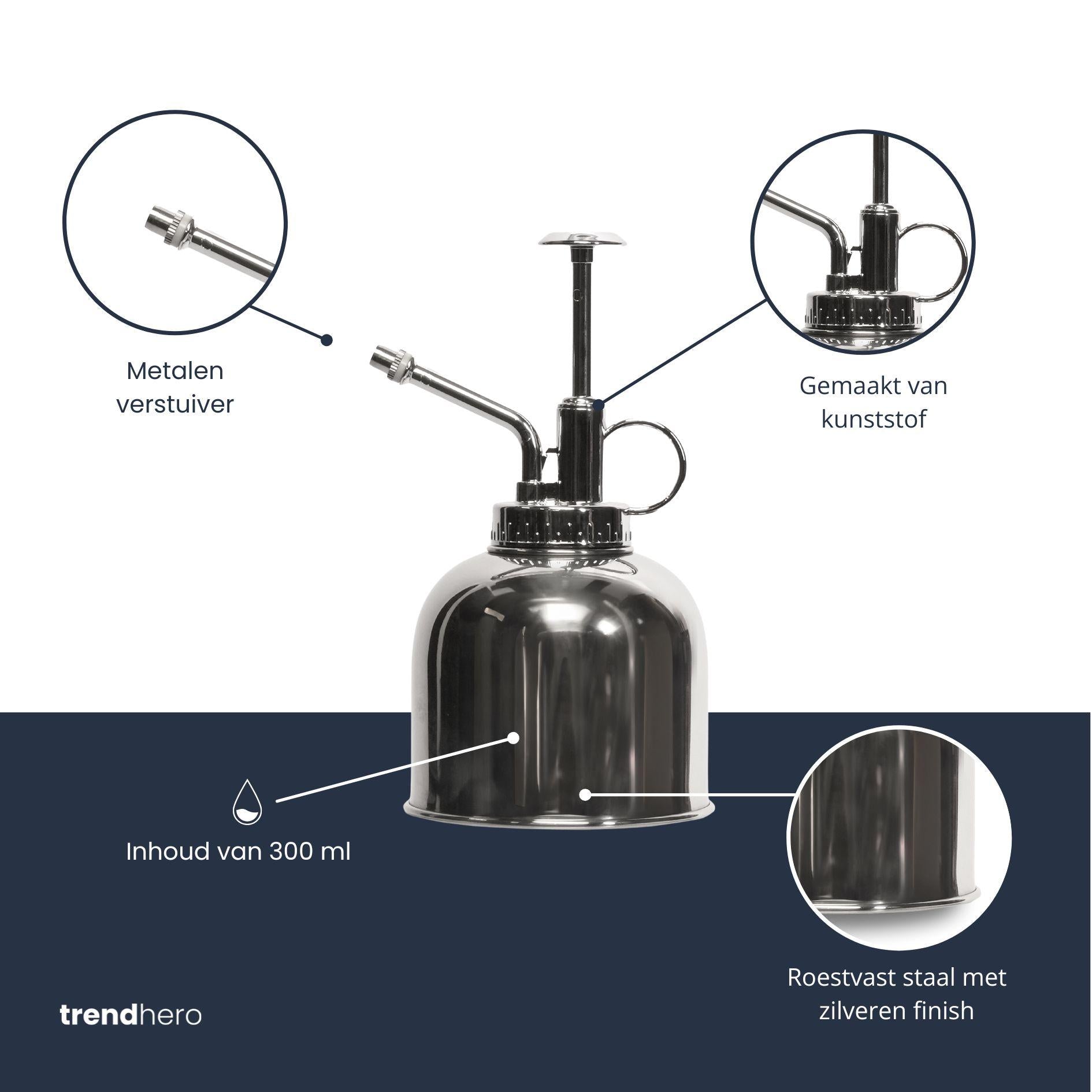 Plantenspuit - Zilver - Roestvast staal (RVS) - 300 ml - Botanic-Vibes