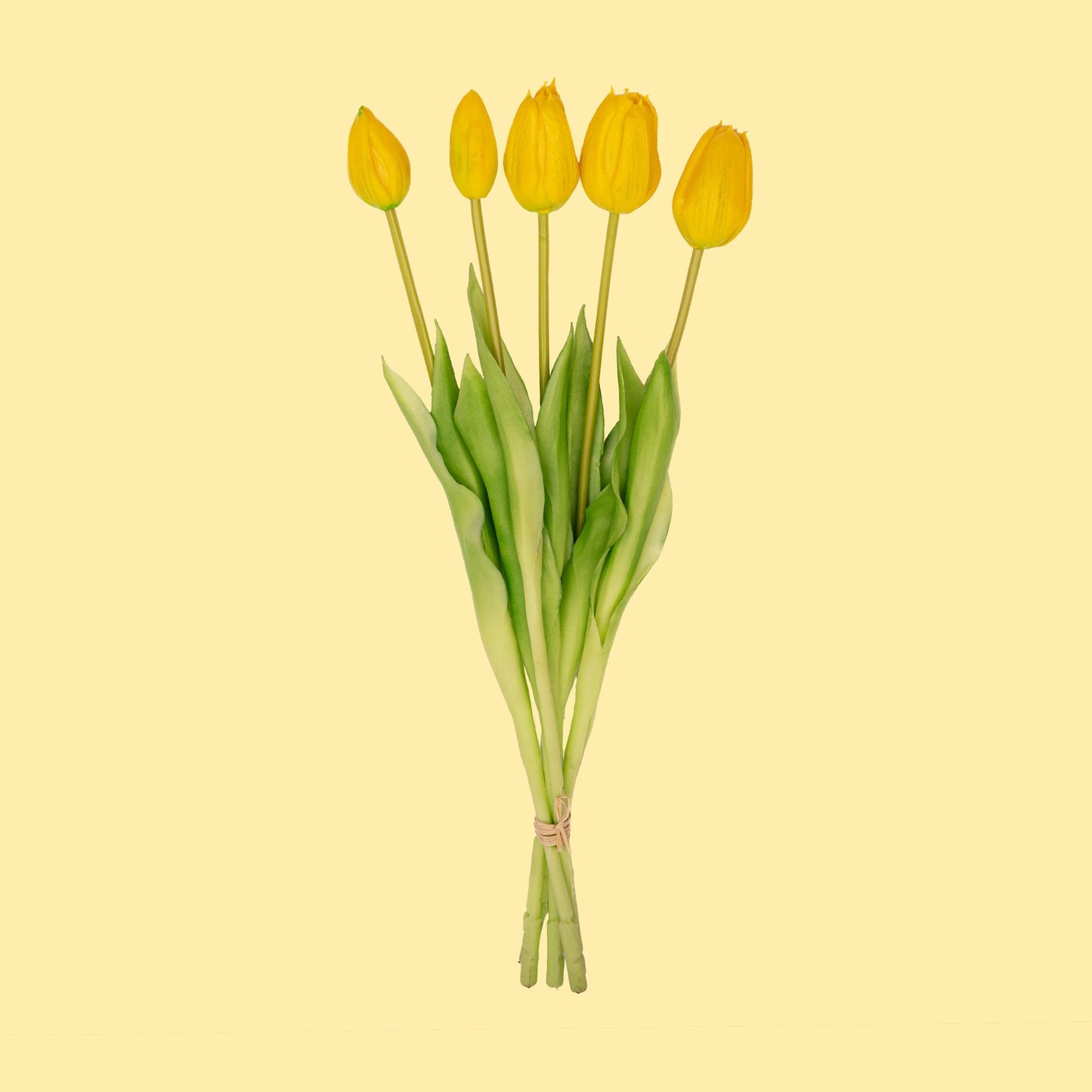 Tulpenstrauß gelb – 5 stück – „real touch“-kunsttulpen – 42 cm (gelb)