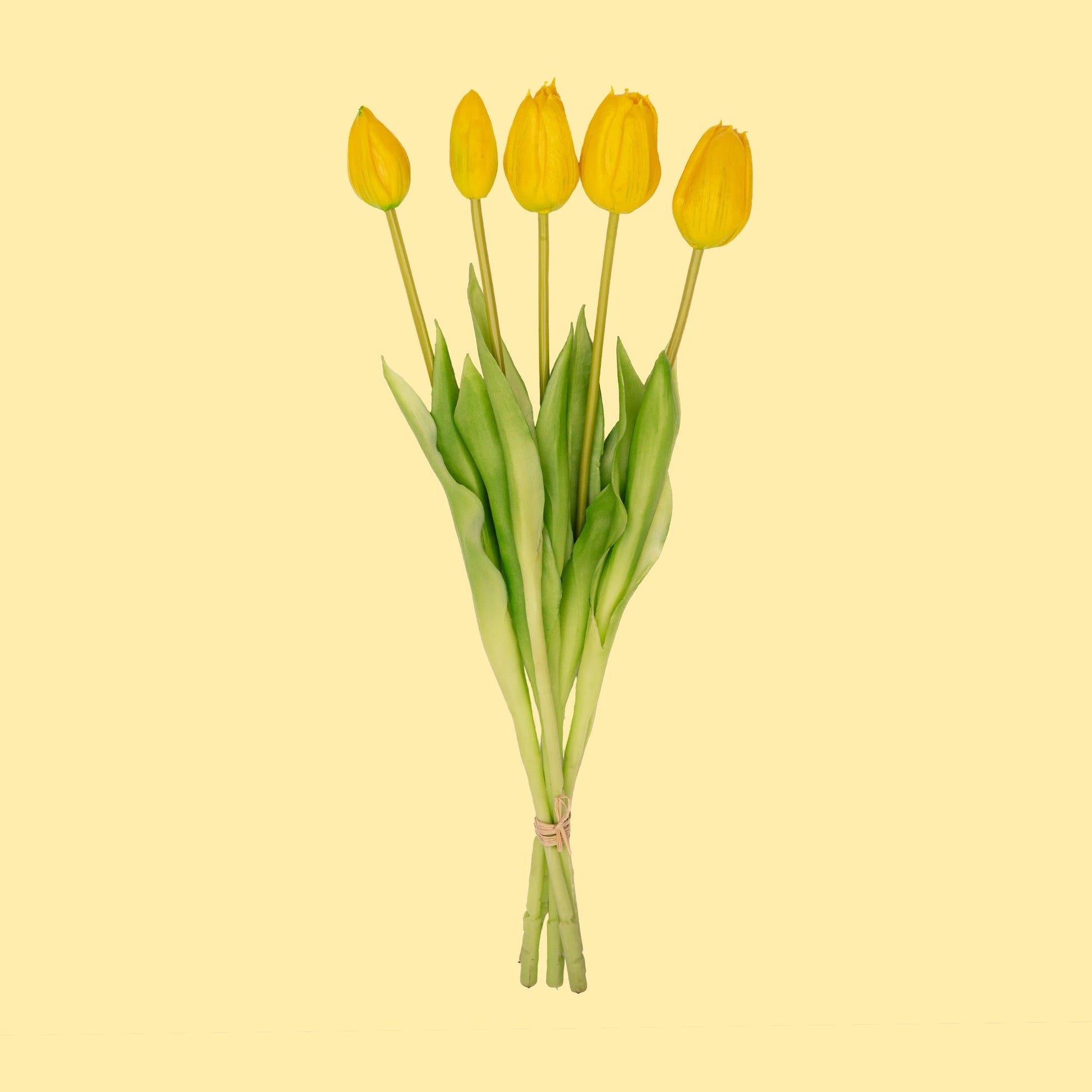 Tulpenstrauß gelb – 5 stück – „real touch“-kunsttulpen – 42 cm (gelb) - Botanic-Vibes