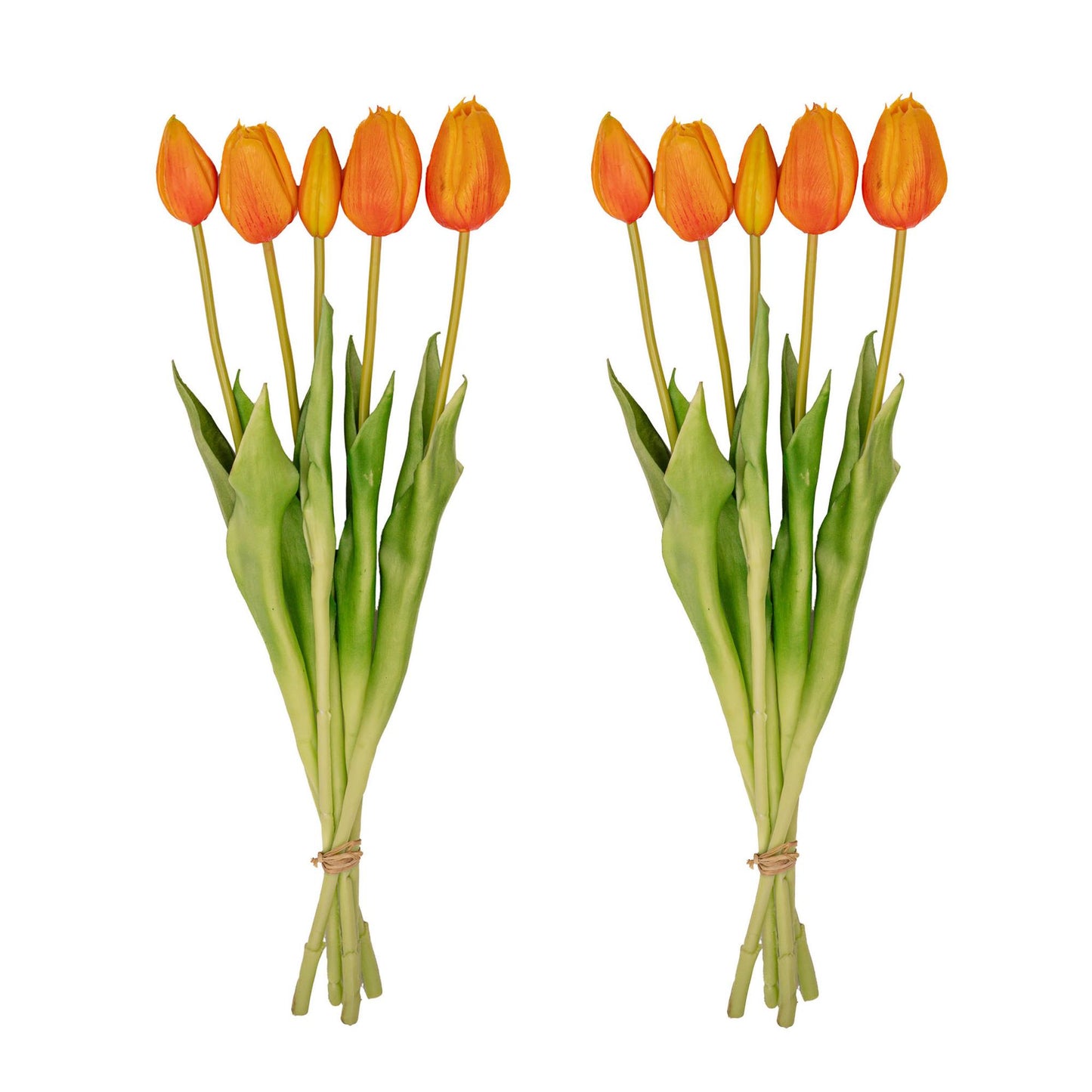 Tulpenstrauß orange – 10 stück – „real touch“-kunsttulpen – 42 cm