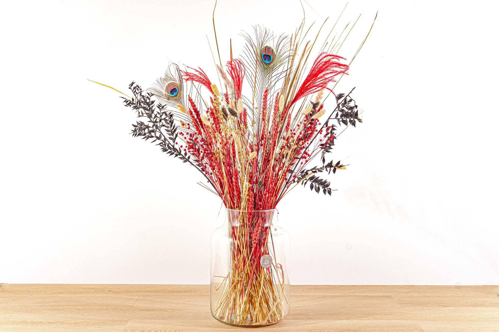 Trockenblumenstrauß – Red & Gold – Trockenstrauß – 70 cm - Botanic-Vibes