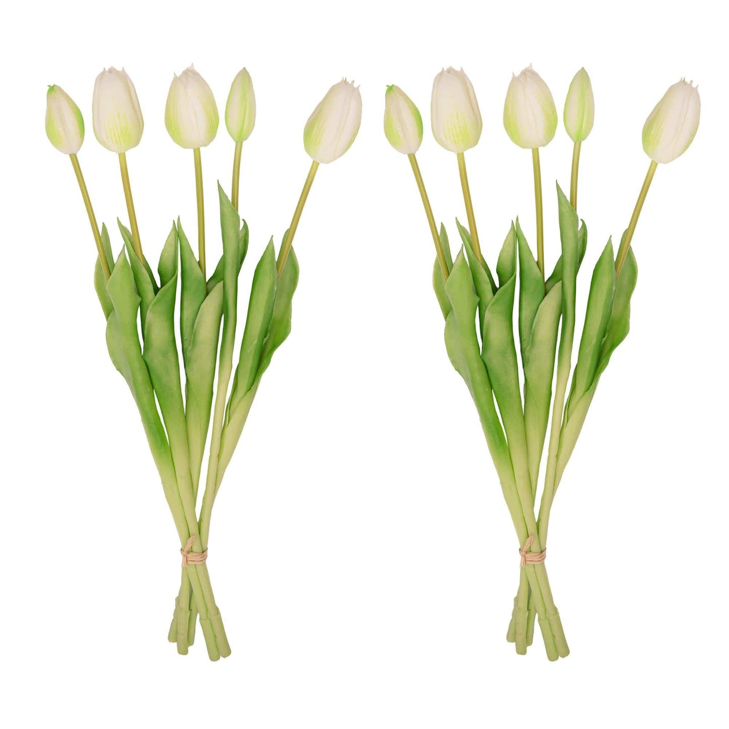 Tulpenstrauß weiß/grün – 10 stück – „real touch“-kunsttulpen – 42 cm (weiß/grün) - Botanic-Vibes