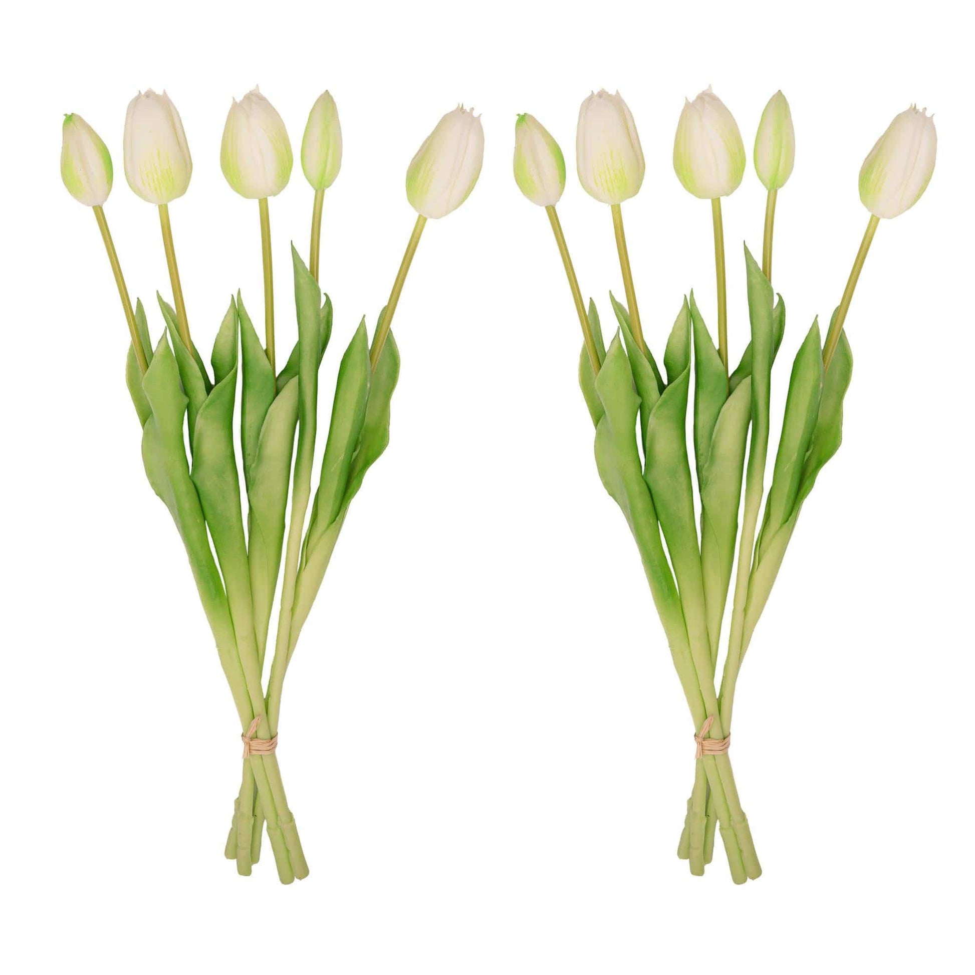 Tulpenstrauß weiß/grün – 10 stück – „real touch“-kunsttulpen – 42 cm (weiß/grün) - Botanic-Vibes