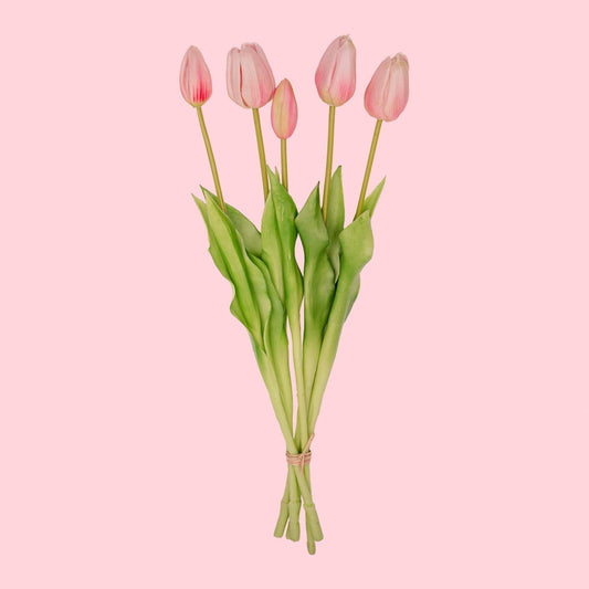 Tulpenstrauß pink – 5 stück – „real touch“-kunsttulpen – 42 cm (rosa) - Botanic-Vibes