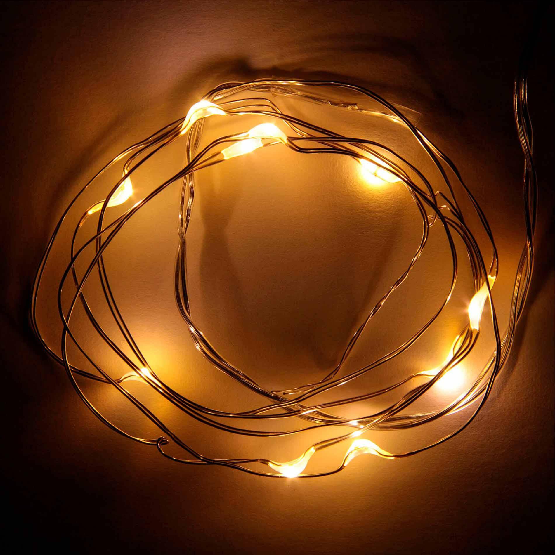 Drahtlichterkette mit Batterien – 1 Meter – warmweiß – 20 LEDs – Weihnachten - Botanic-Vibes