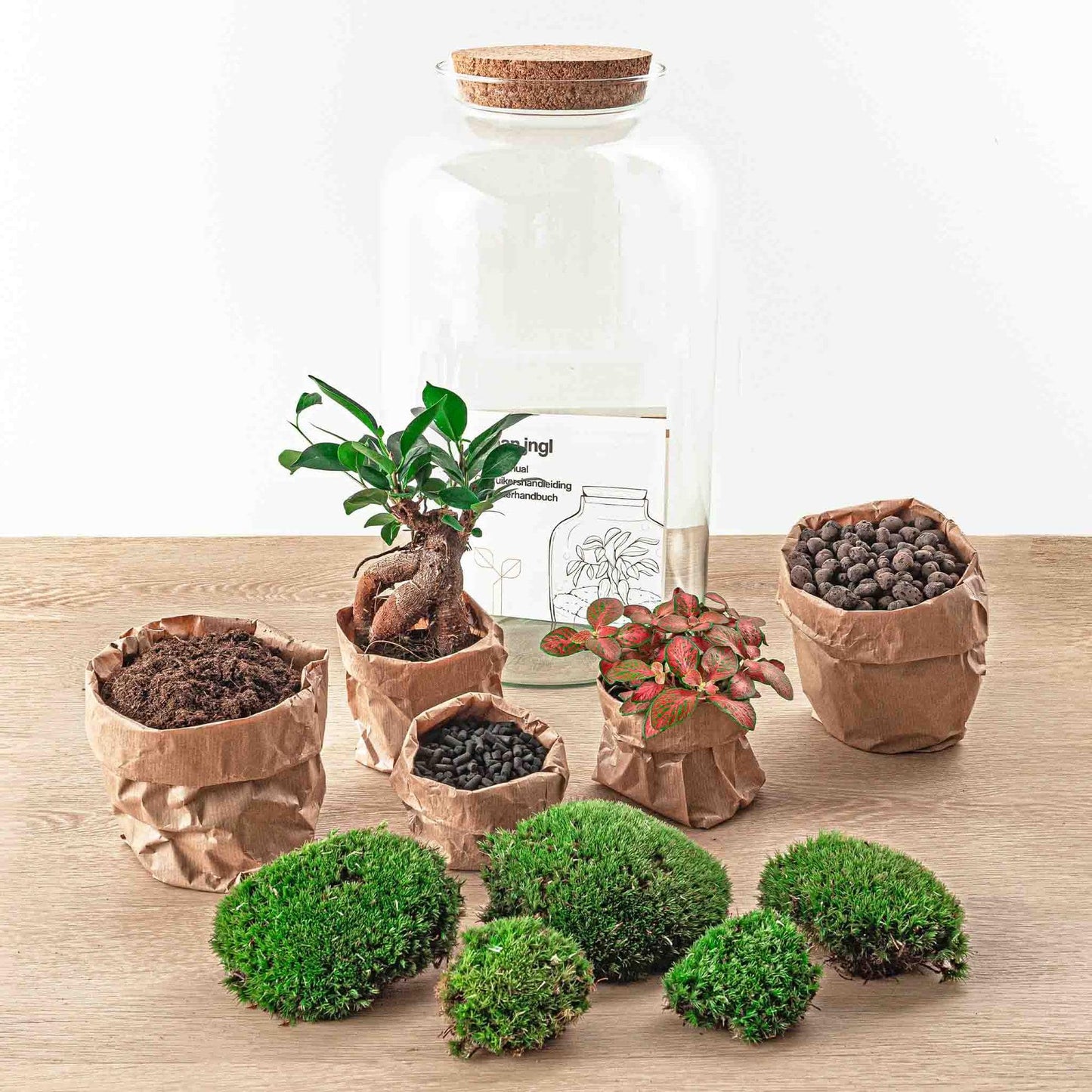 Flaschengarten – sven bonsai – 43 cm – Rechen + Schaufel + Pinzette + Schere - Botanic-Vibes