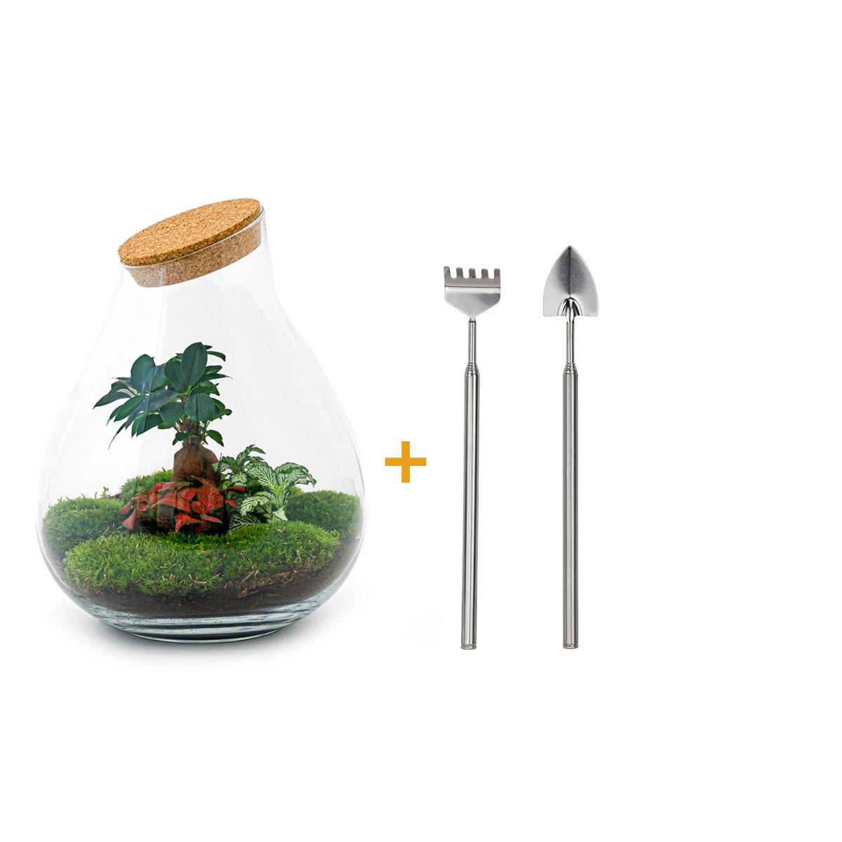 Flaschengarten – Drop XL – 37 cm – Rechen + Schaufel
