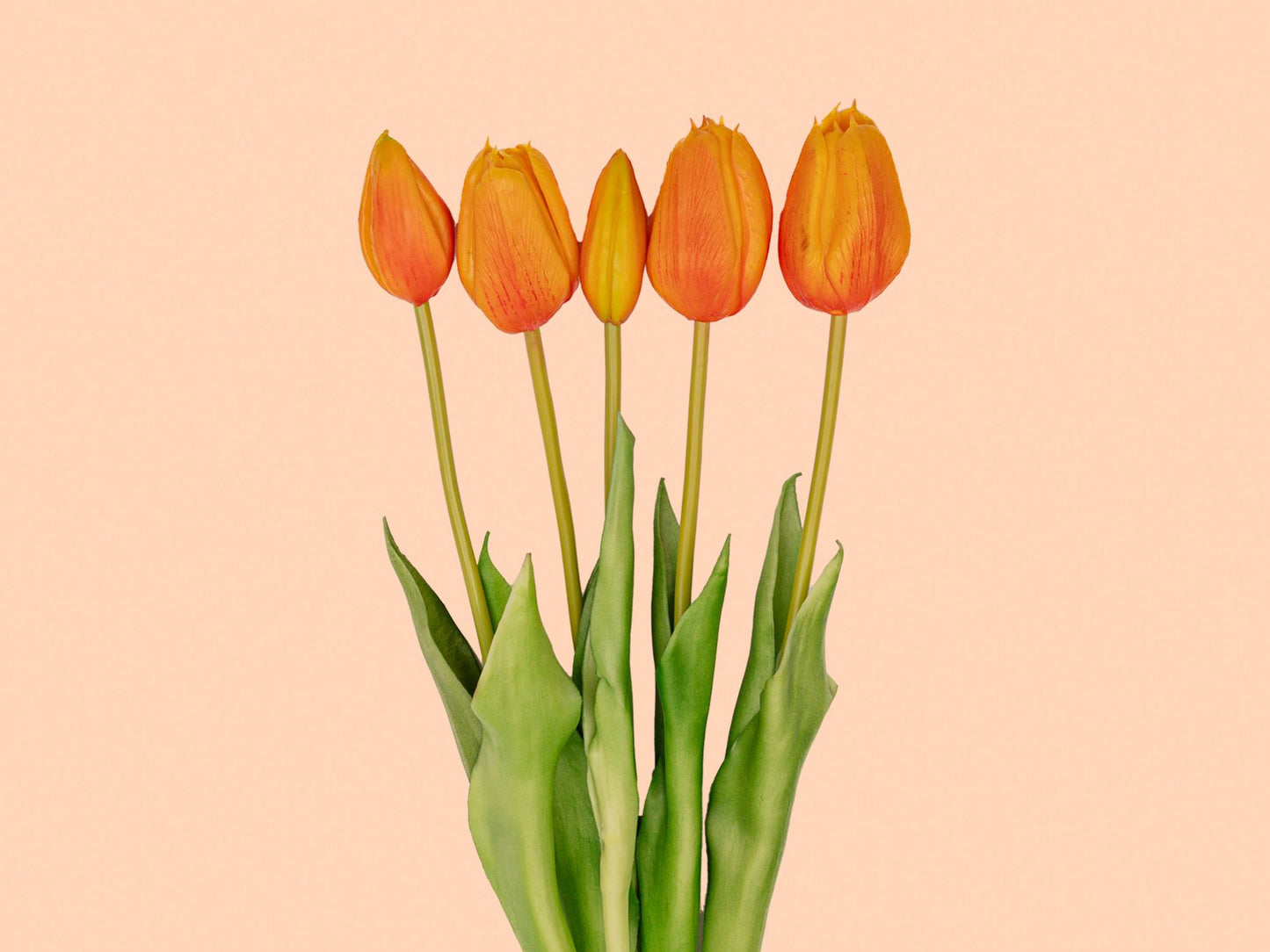 Tulpenstrauß orange – 10 stück – „real touch“-kunsttulpen – 42 cm