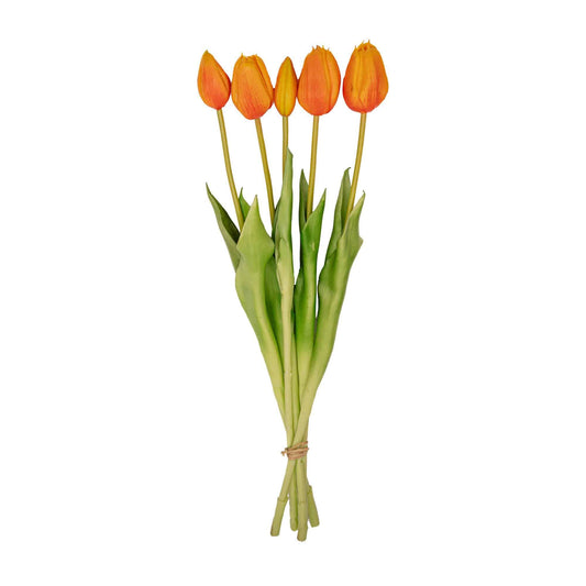 Tulpenstrauß orange – 5 stück – „real touch“-kunsttulpen – 42 cm - Botanic-Vibes