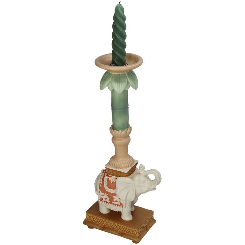 Candle Holder - Elephant Natural Pink - Polyresin -  ↑ 15 Cm