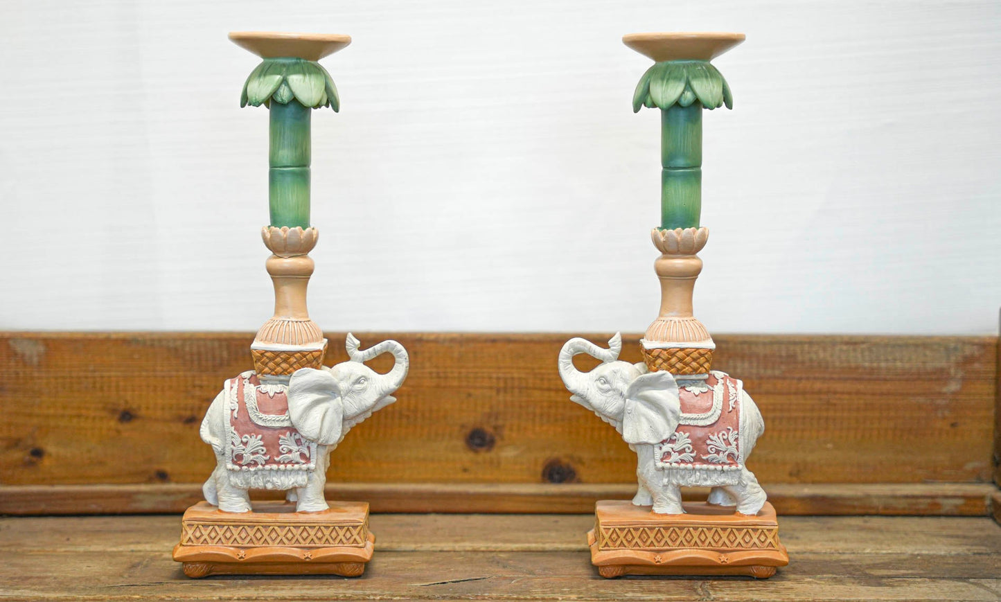 Candle Holder - Elephant Natural Pink - Polyresin -  ↑ 15 Cm