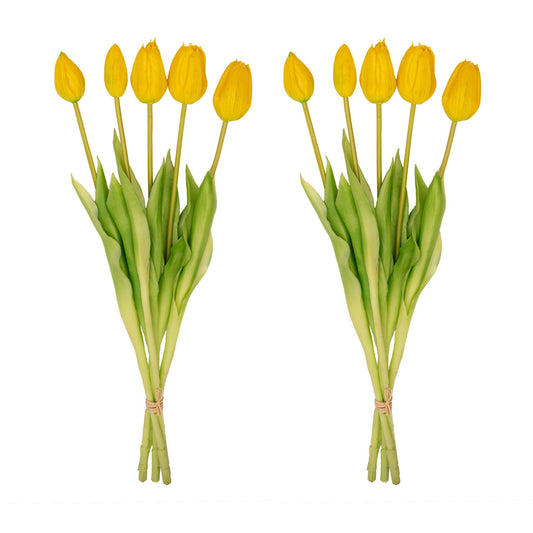 Vase Lady ‘Kylie’ ↑ 27 Cm + 10X Real Touch Tulips Yellow