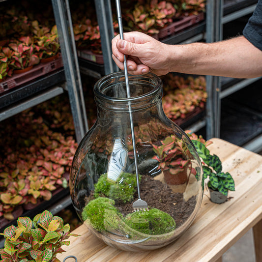 Flaschengarten-Werkzeug – Harke – 16–49 cm – Teleskop – Edelstahl - Terrarium Werkzeug - Botanic-Vibes