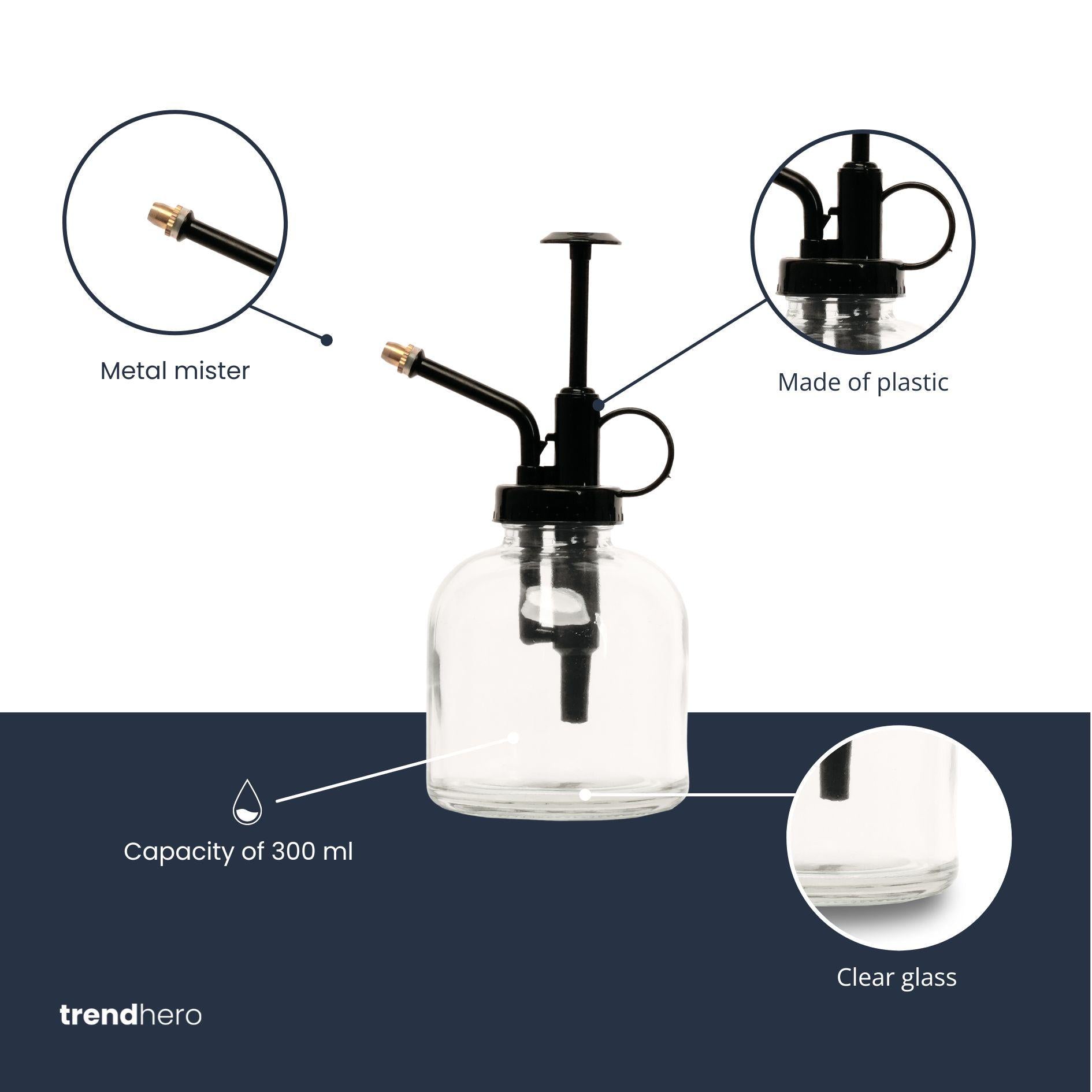 Plantenspuit - Glas helder met zwart - 300 ml - Botanic-Vibes