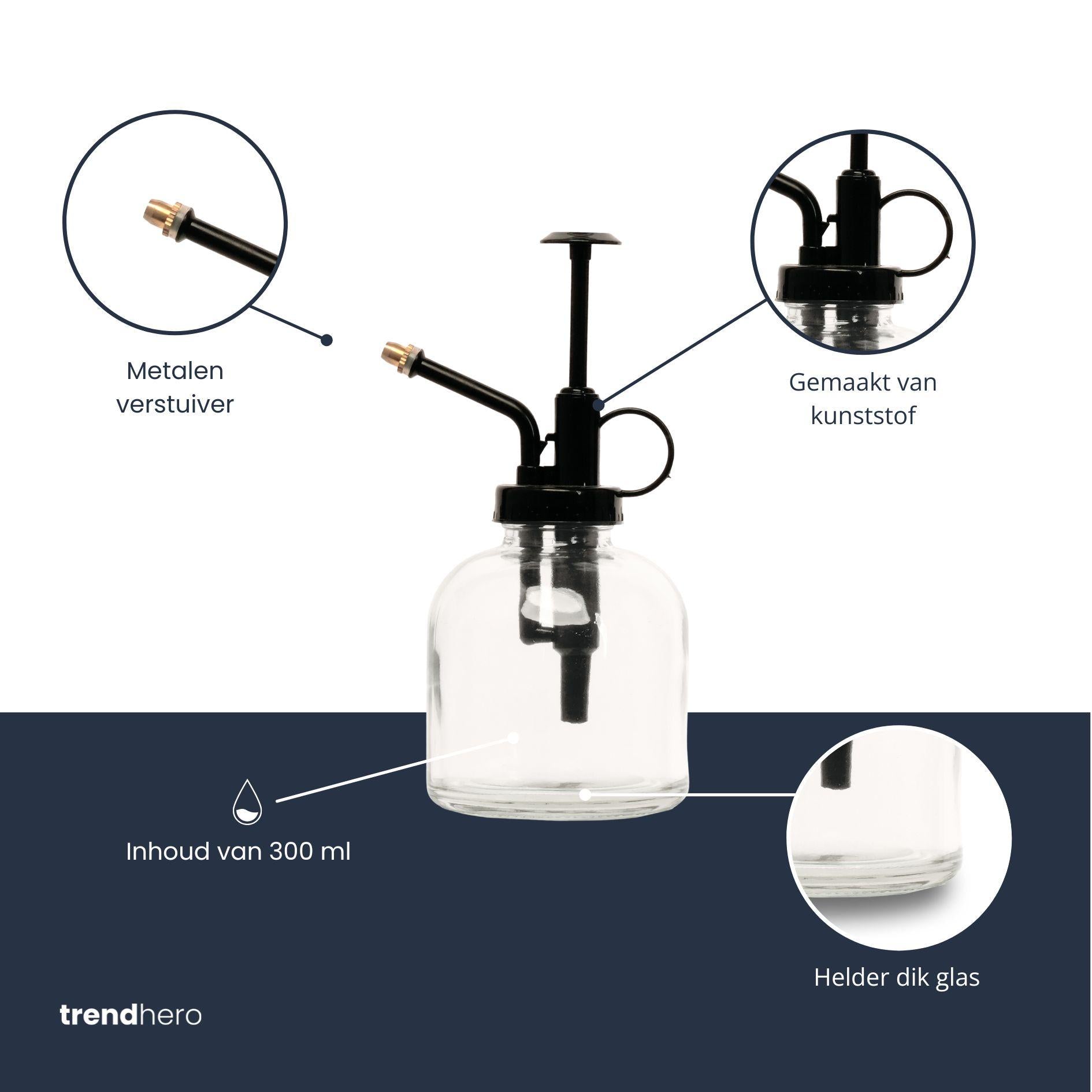 Plantenspuit - Glas helder met zwart - 300 ml - Botanic-Vibes