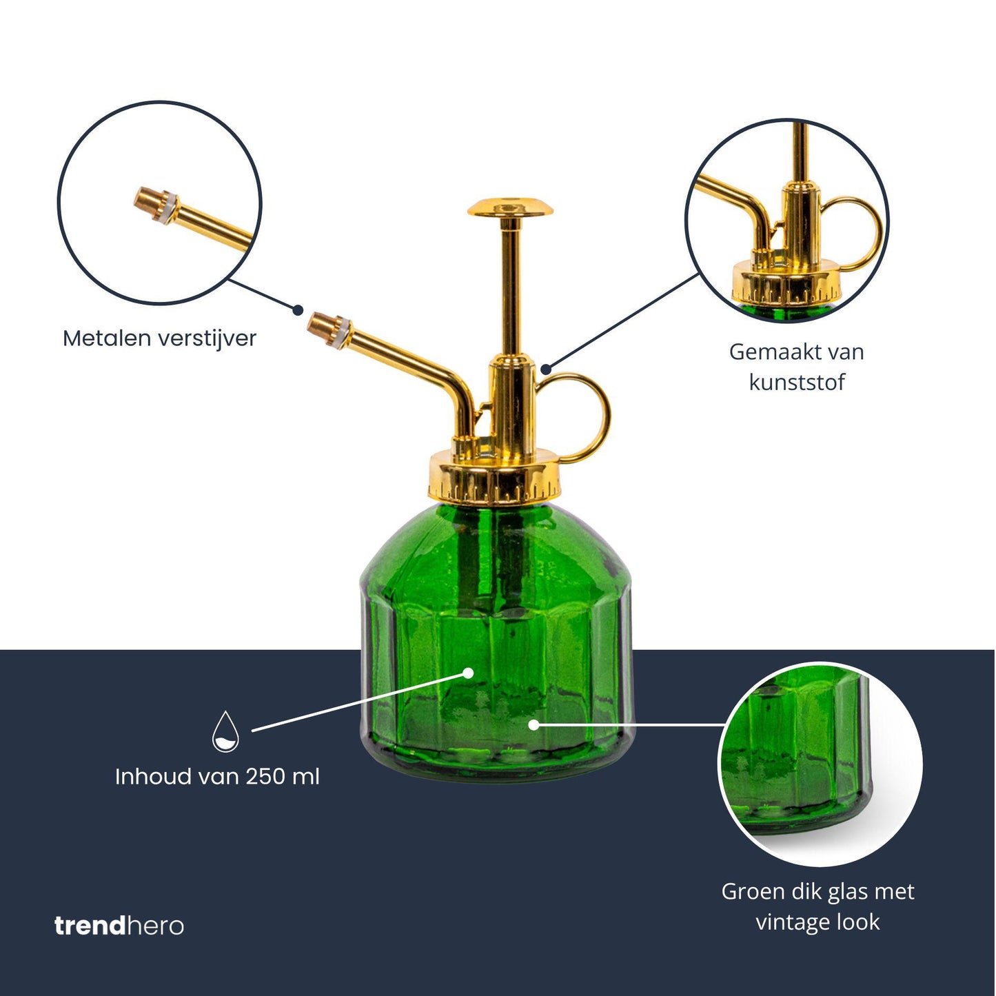 Plantespuit - Groen - Glas - 0,25 liter - Botanic-Vibes