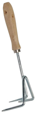 Hand Cultivator - Three-Pronged - Galvanized Steel - Wooden Handle