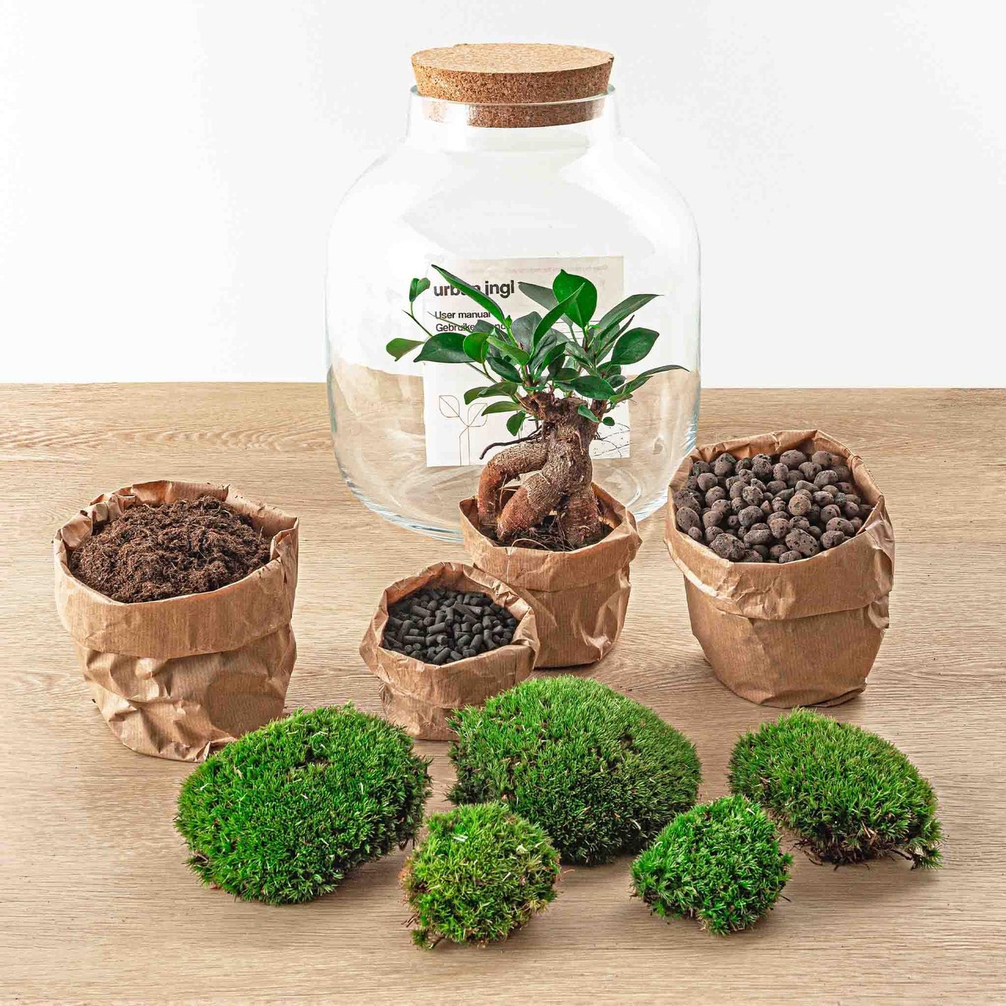 Flaschengarten – Billie – 29 cm – Rechen + Schaufel + Pinzette + Schere
