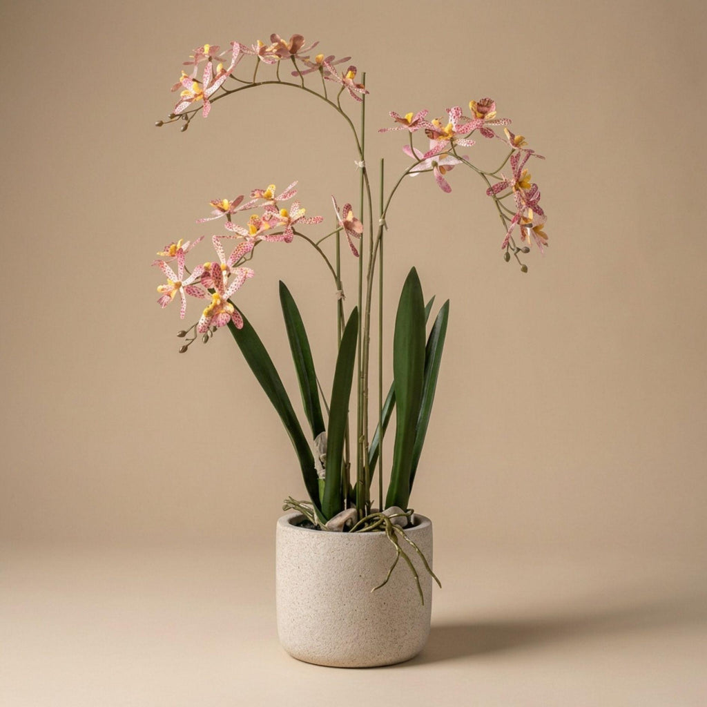 Renanthera Orchidee rosa im Topf, 56 cm, Kunstpflanze
