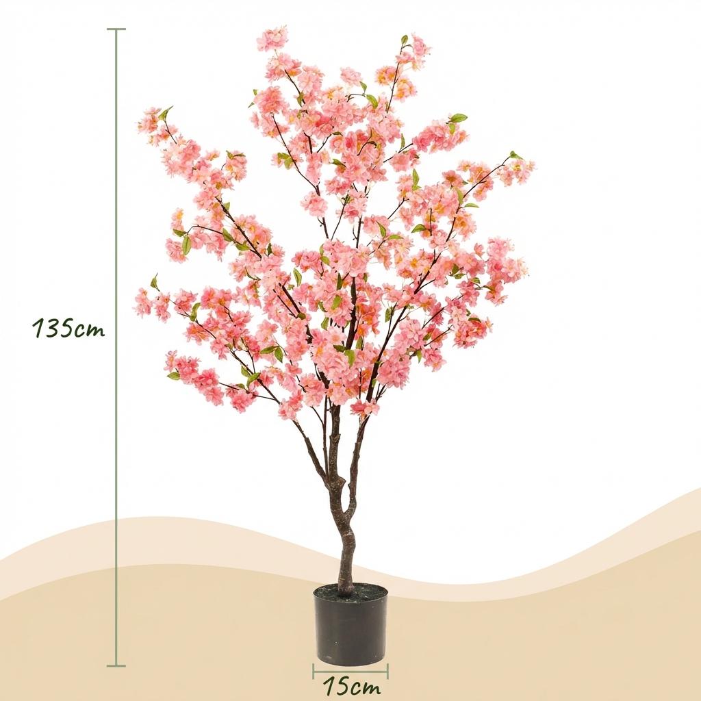 Kunstpflanze, Prunus, Kersenbloesem, rosa, 135 cm