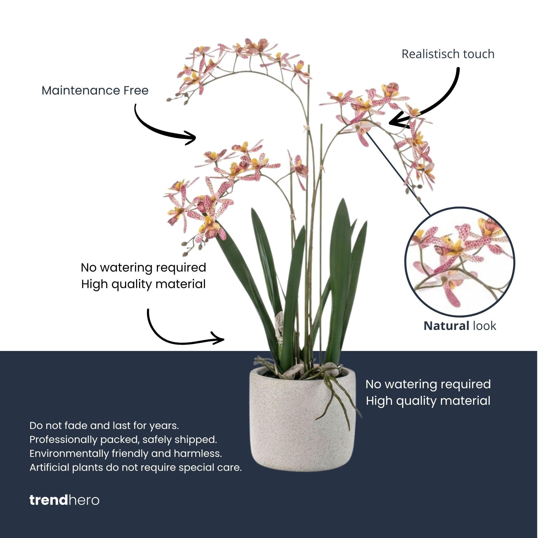 Renanthera Orchidee rosa im Topf, 56 cm, Kunstpflanze