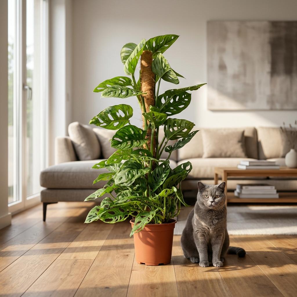 Monkey Mask, Monstera Andansonii Moosstab, Grün, Pflegeleicht, 1 Pflanze, Topf 19 cm, 90 cm