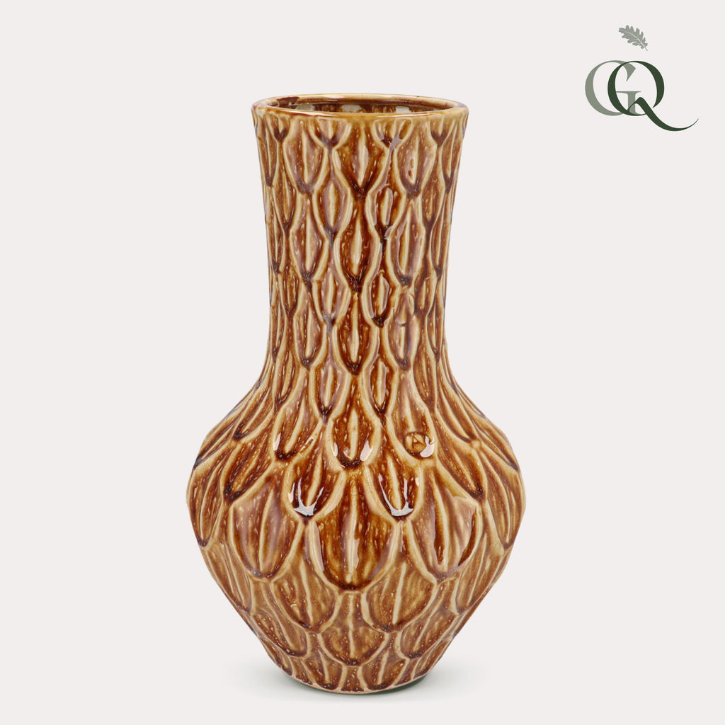 Vase aus Stein M, H39 W23, Boa Brown