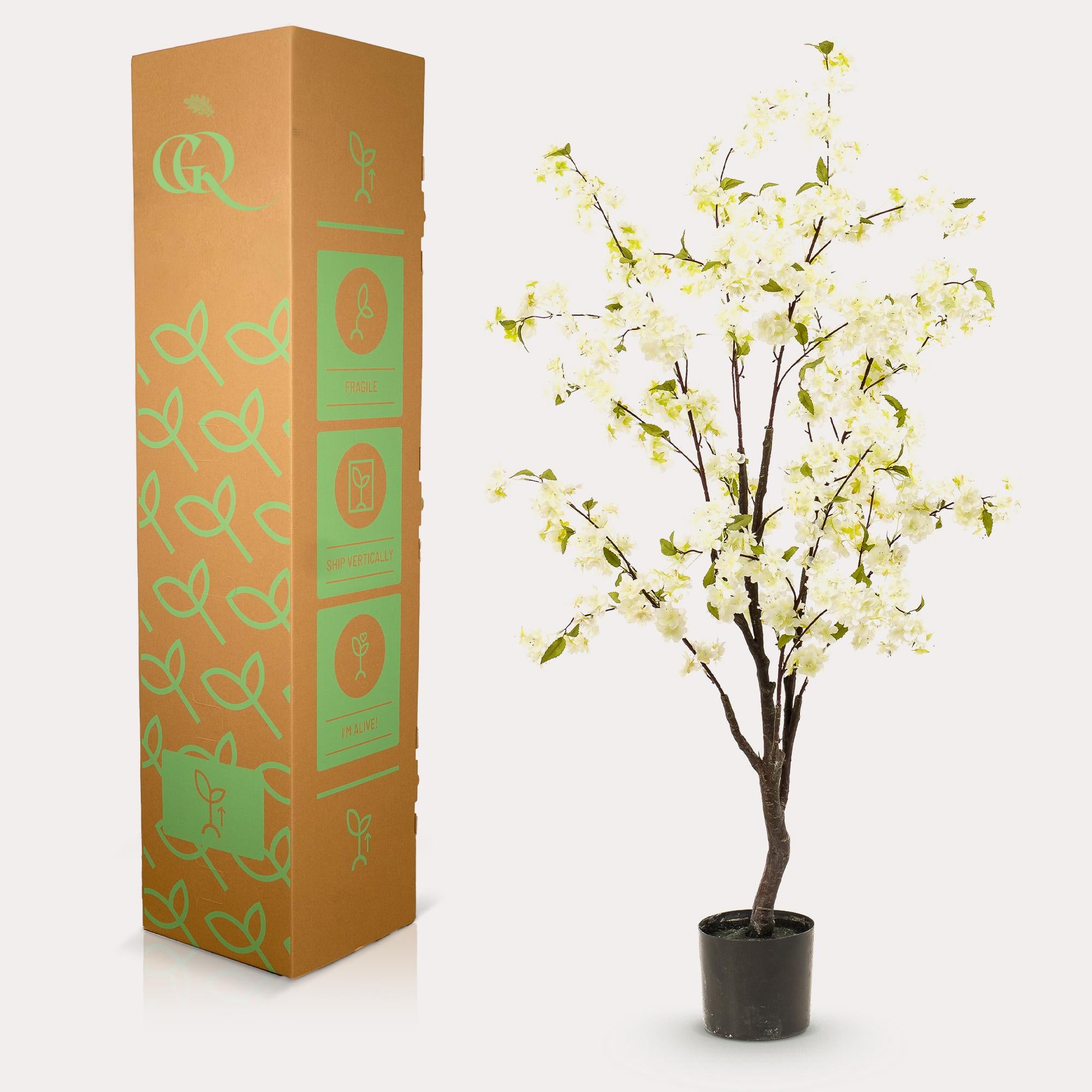 Kunstpflanze, Prunus, Kersenbloesem, weiß, 135 cm