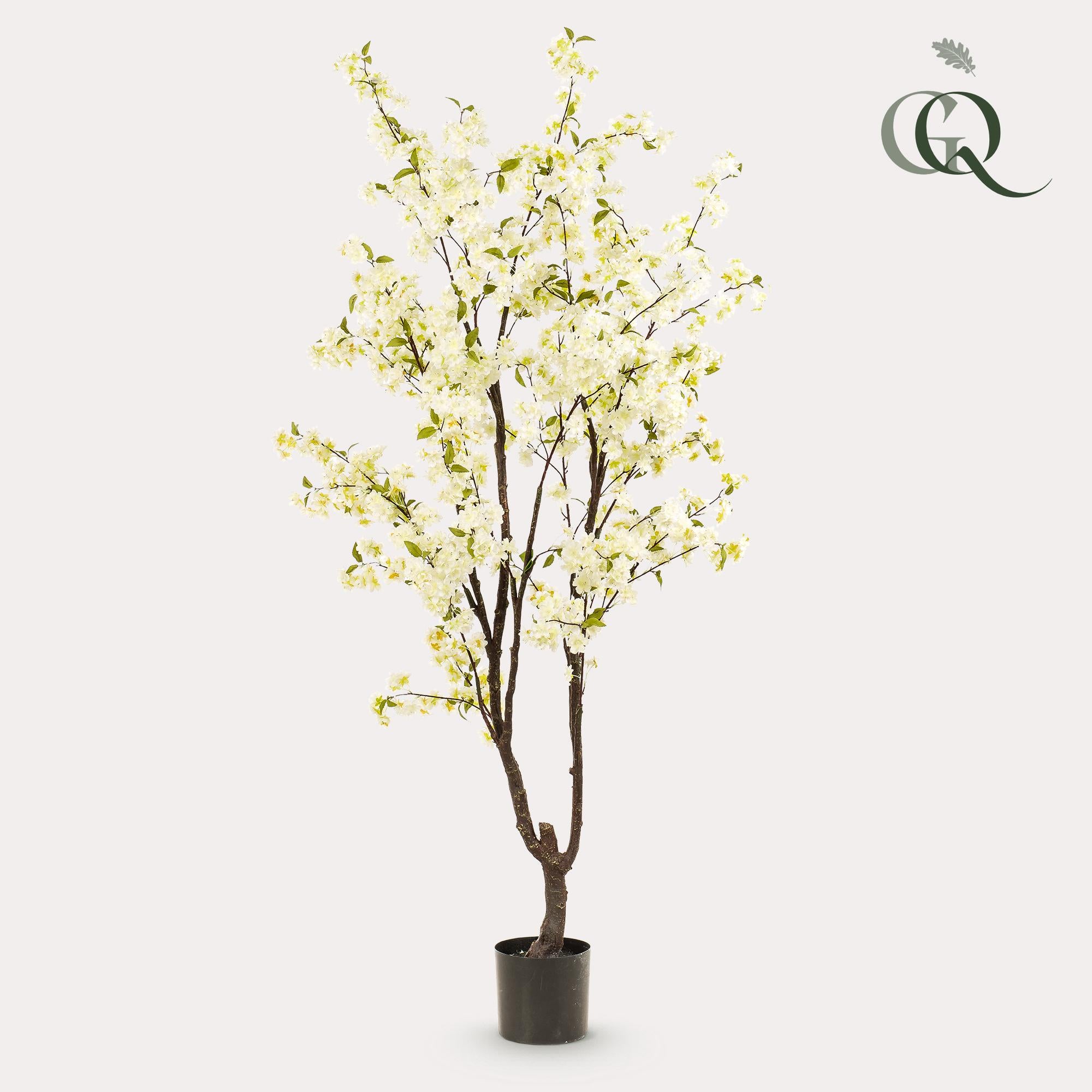 Kunstpflanze, Prunus, Kersenbloesem, weiß, 210 cm