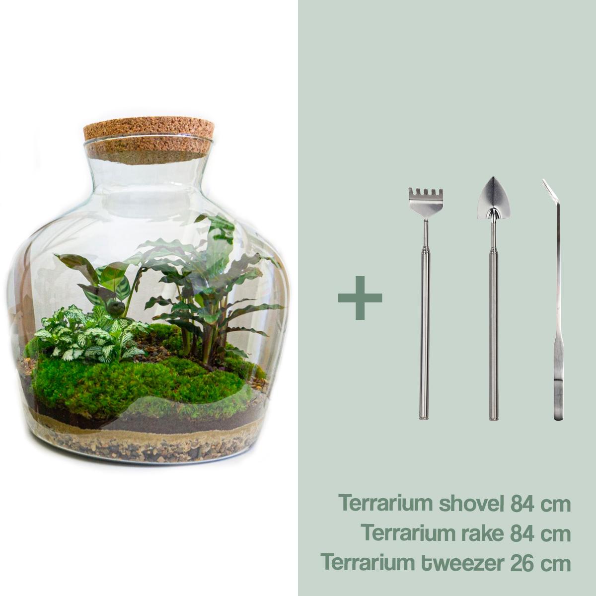 Flaschengarten – Fat Joe – 30 cm – Rechen + Schaufel + Pinzette