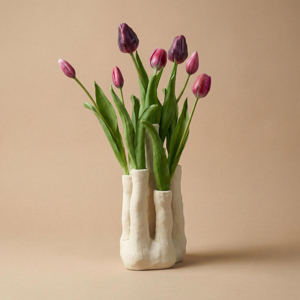 Tulip Touch, Tulpen-Set, Kunsttulpen mit mehrtuitiger Vase
