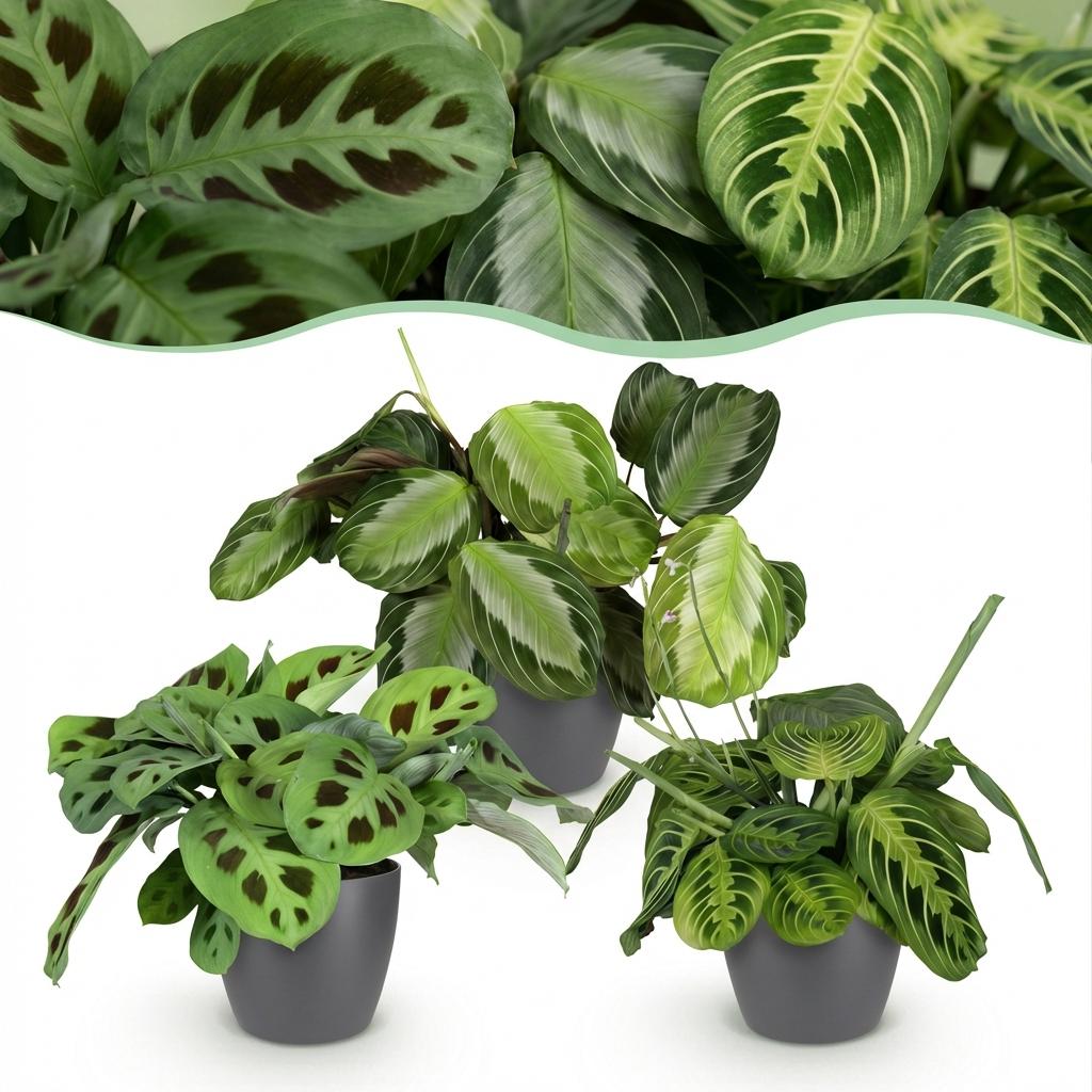 Green boutiQ, Zimmerpflanze, Marantha Silverband, Marantha Lemon Lime Marantha Kerchoveana, Gebetspflanze, Haustierfreundliche Pflanze, Grün, Topf 12cm, Höhe 25cm