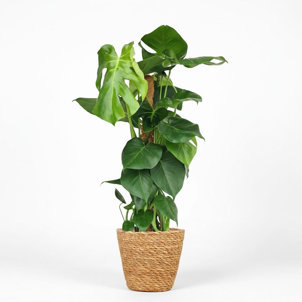 Green boutiQ, Zimmerpflanze, Fensterblatt, Monstera Deliciosa Moosstab, Grün, Pflegeleicht, Topf 19cm, Höhe 90cm