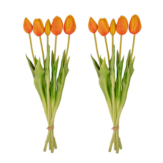 Tulpenstrauß orange – 10 stück – „real touch“-kunsttulpen – 42 cm