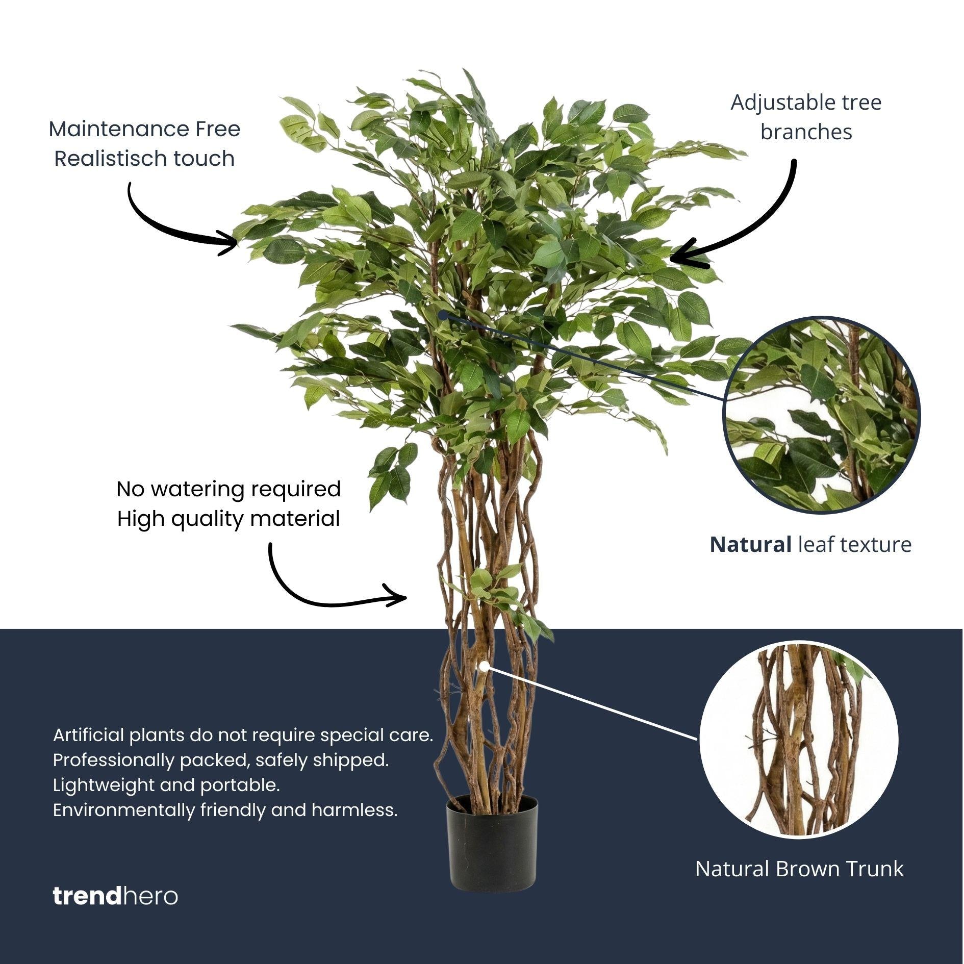 Ficus Liana Kunstbaum 140 cm, Künstliche Pflanze