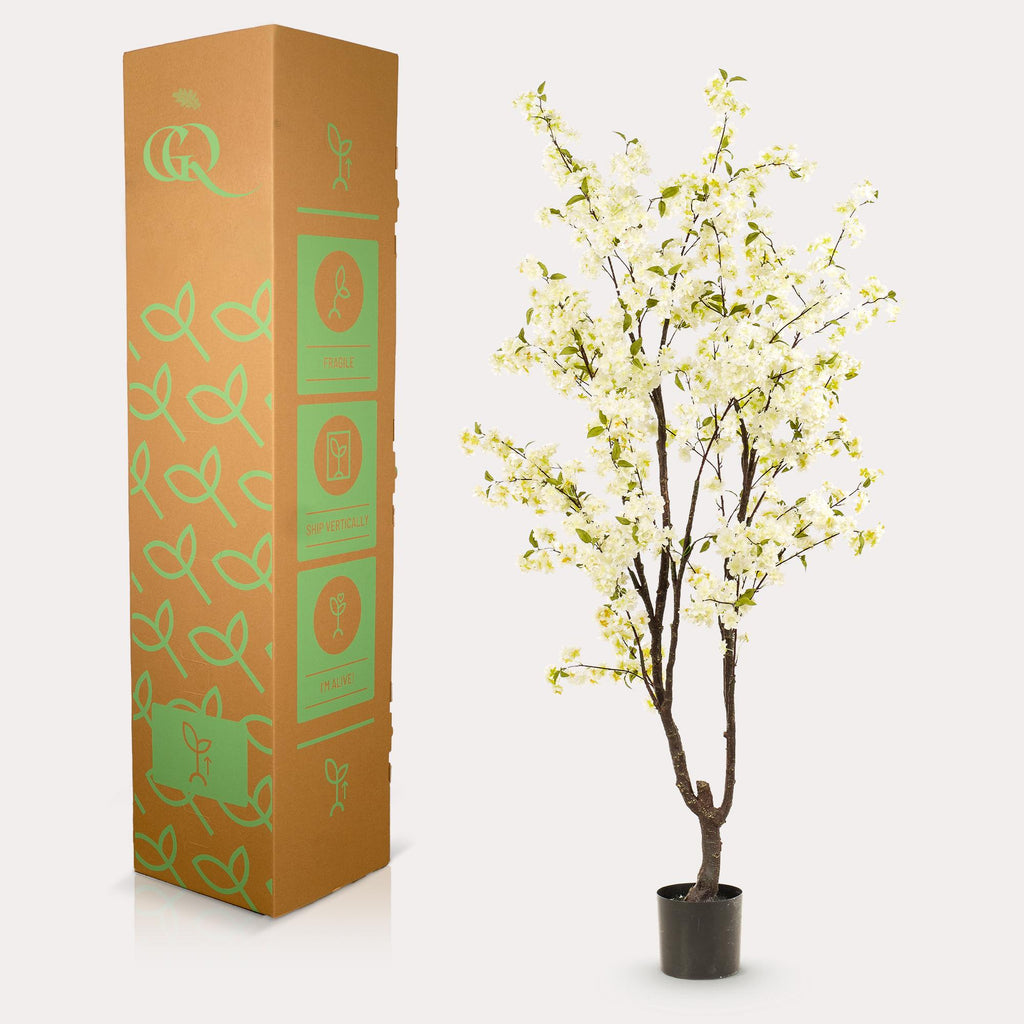 Kunstpflanze, Prunus, Kersenbloesem, weiß, 210 cm