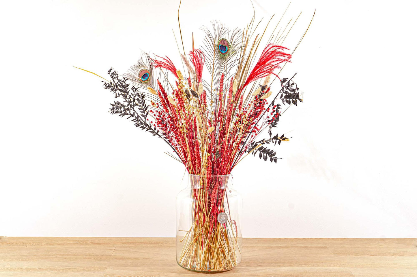 Trockenblumenstrauß – Red & Gold – Trockenstrauß – 70 cm