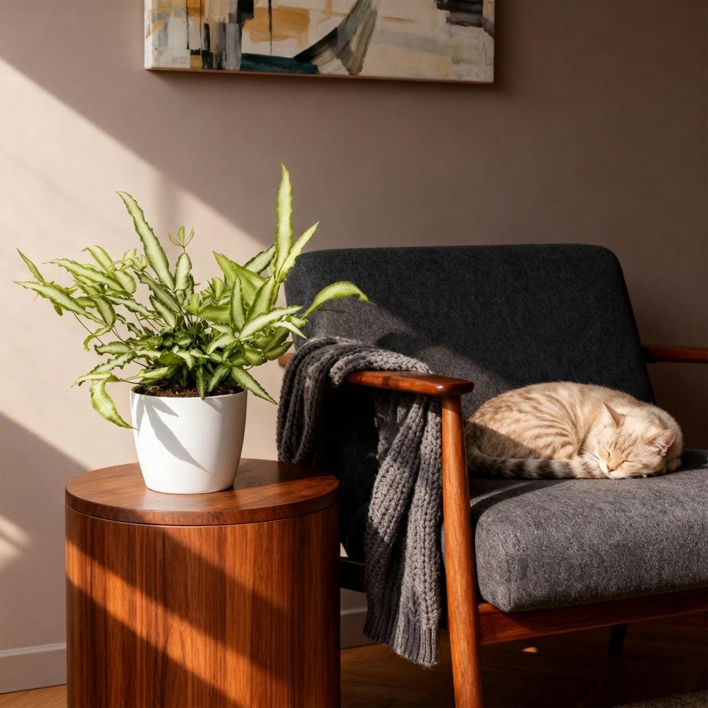 Green boutiQ, Zimmerpflanze, Pteris cretica Albolineata, Schwertfarn, Haustierfreundliche Pflanze, Grün, Topf 12cm, Höhe 20cm