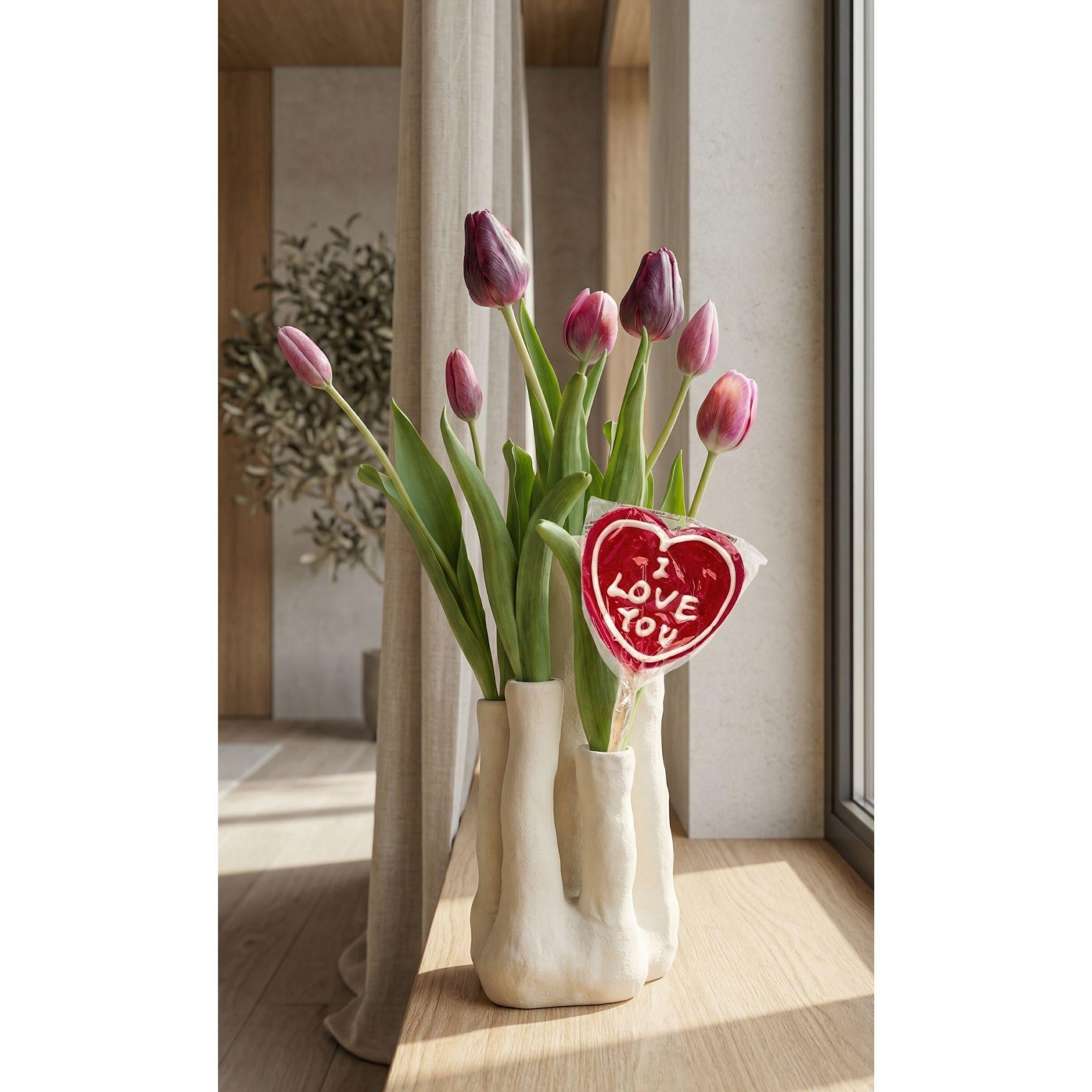 Tulip Touch, Tulpen-Set, Kunsttulpen mit mehrtuitiger Vase