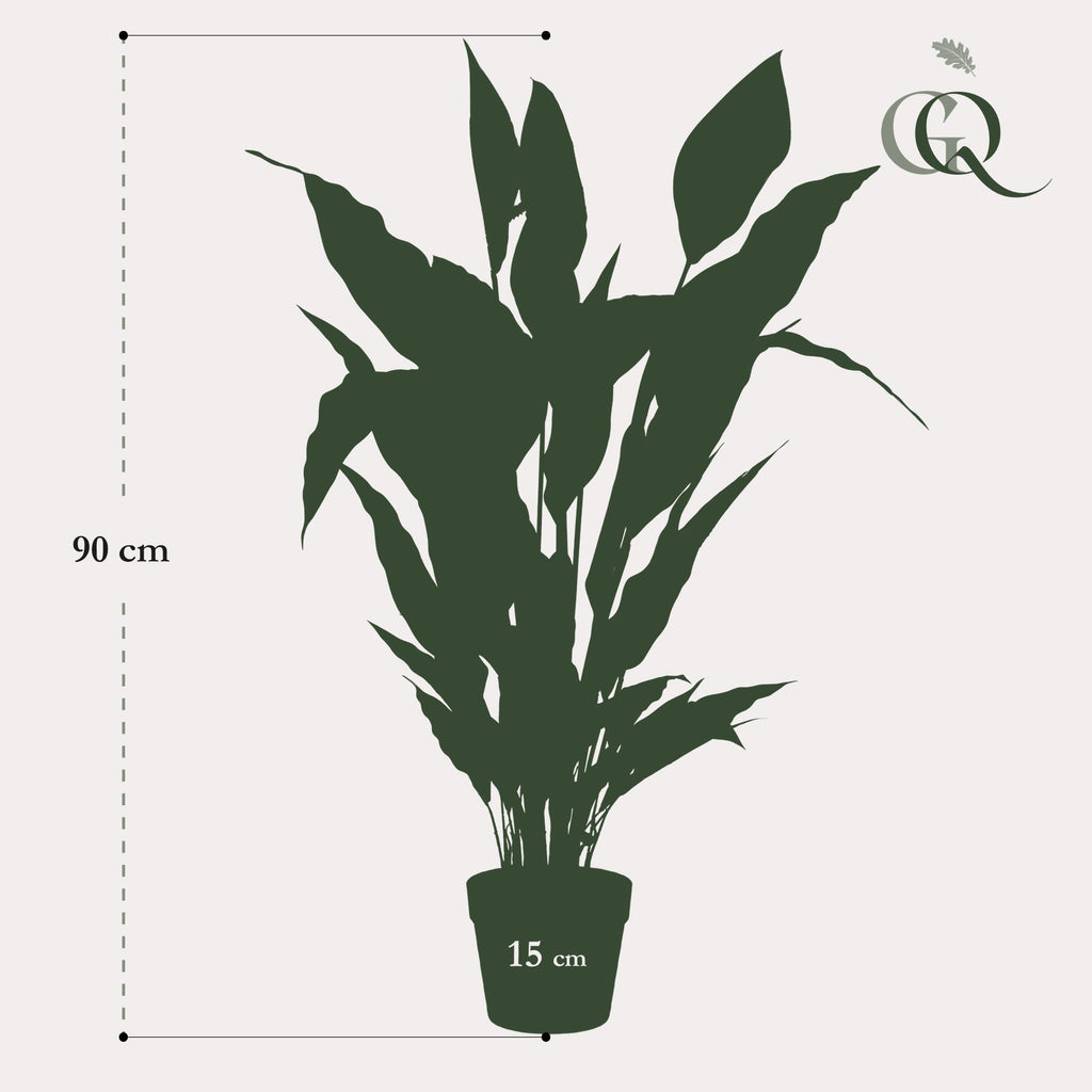 Kunstpflanze, Spathiphyllum, Lepelplant, 90 cm