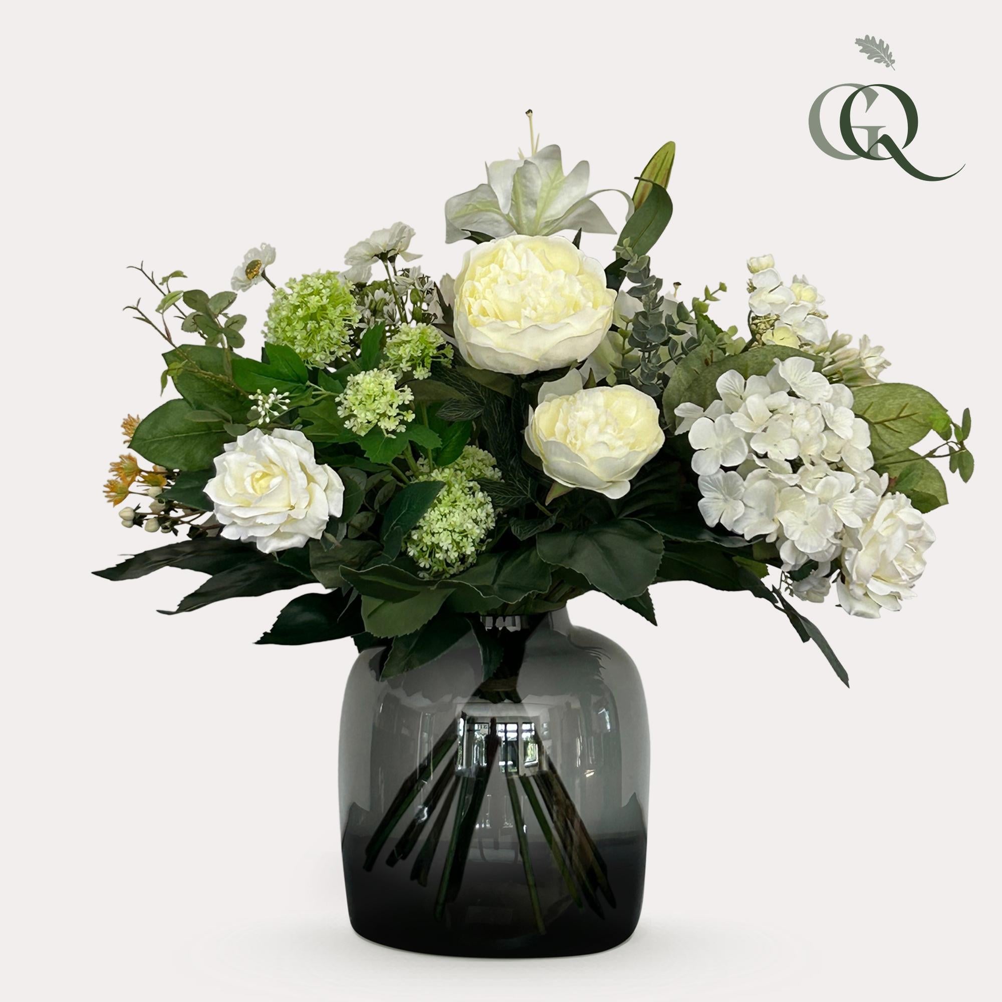 Kunstblumen, Bouquet M, Weiß Dream, 60 cm