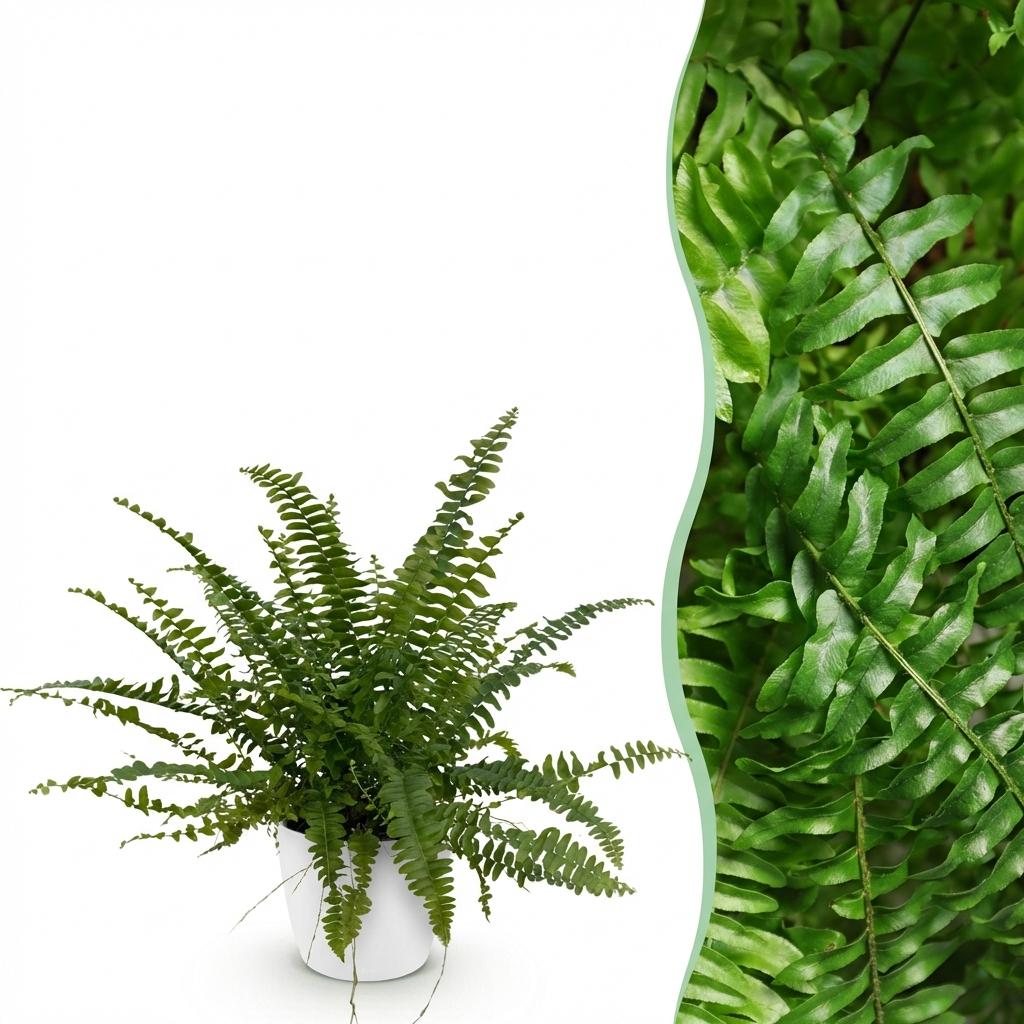 Green boutiQ, Zimmerpflanze, Nephrolepsis exaltata Green Lady, Farn, Haustierfreundliche Pflanze, Grün, Topf 12cm, Höhe 25cm