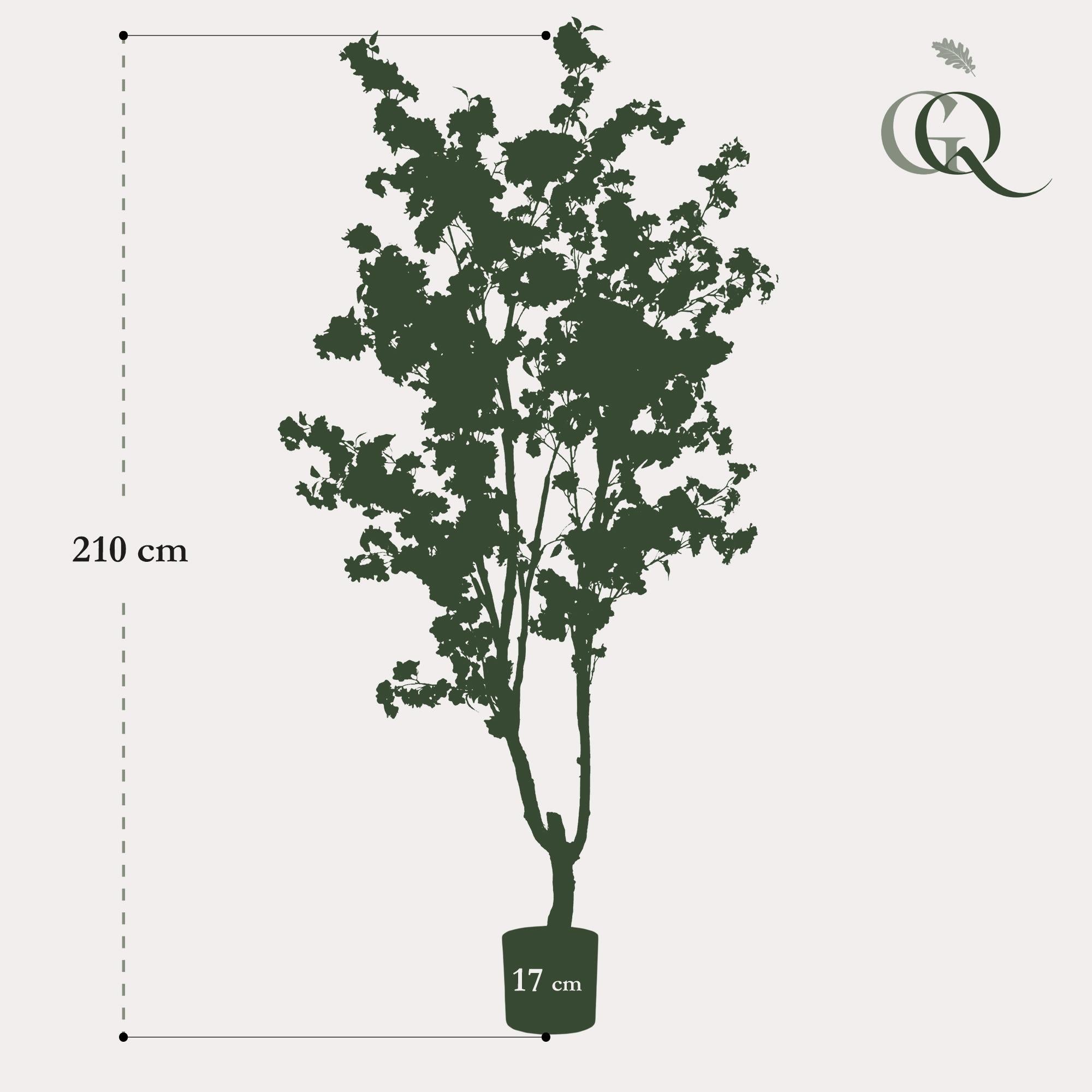 Kunstpflanze, Prunus, Kersenbloesem, weiß, 210 cm