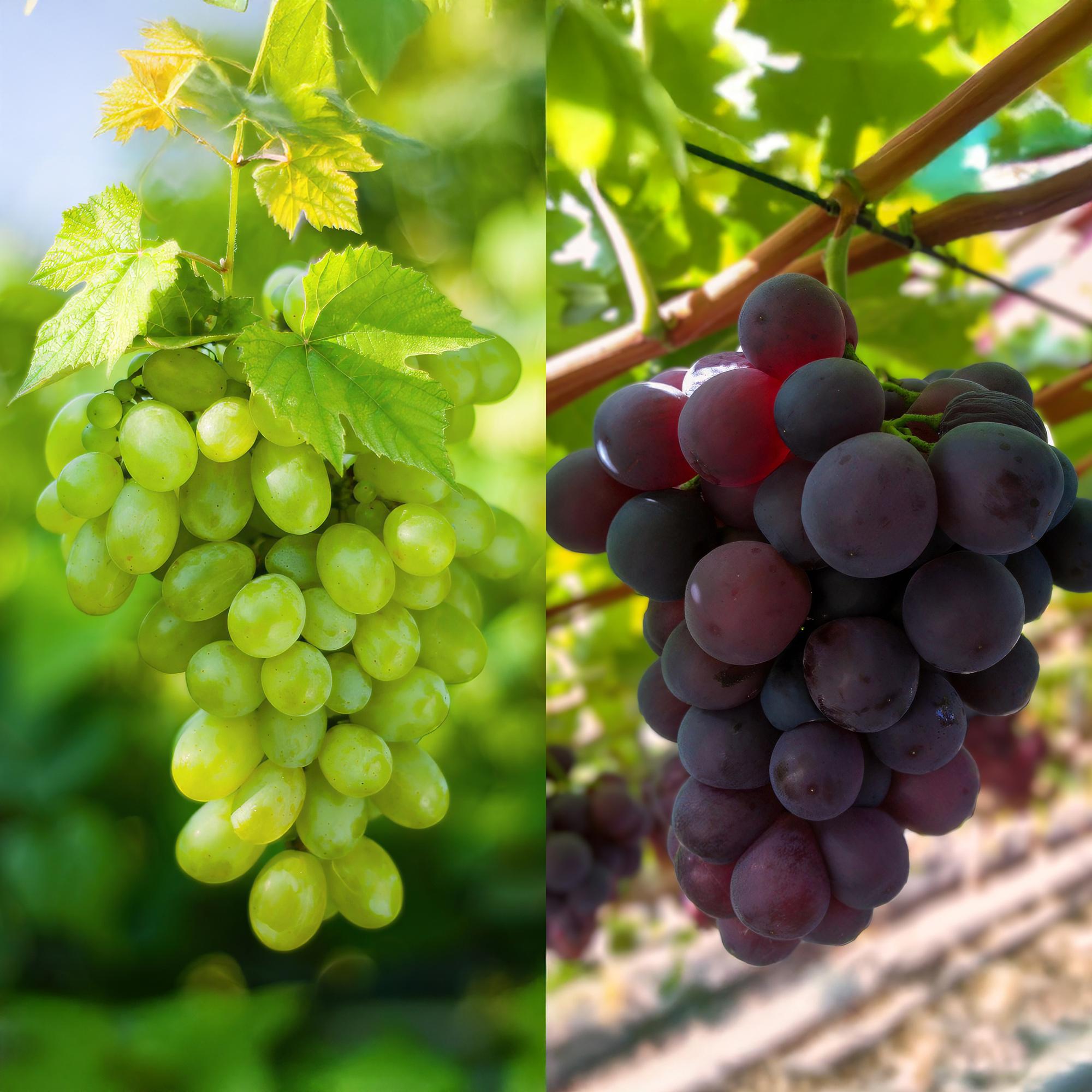 Obstpflanze, Vitis vinifera Himrod, Vanessa, Weinrebe, Kernlos, Blaue & Weiße Traube, 2 Pflanzen, Topf 15 cm, 50 cm